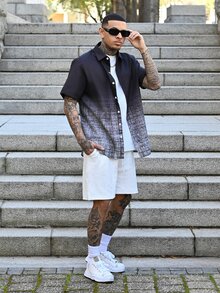 Devon Thys 男士休闲提花网球短裤 - 白色 - 查看 1