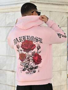 Devon Thys Zrgoth Men's Fleece Hoodie, Fashionable Kangaroo Pocket Print, Autumn/Winter - Pink - View 3