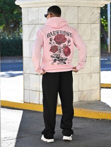 Devon Thys Zrgoth Men's Fleece Hoodie, Fashionable Kangaroo Pocket Print, Autumn/Winter - Pink - View 5
