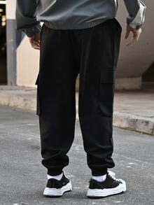Devon Thys 男士休闲印花侧袋工装裤，秋季 - 黑色 - 查看 5