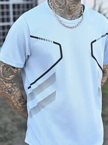 Devon Thys 男士夏季短袖休闲运动套装（2件套），圆领T恤+短裤 - 藍色 - 查看 6