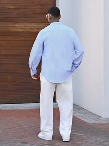 Devon Thys Men's 100% Cotton Wrinkle Loose Fit Casual Pants, Fall, Holiday Cotton - White - View 2