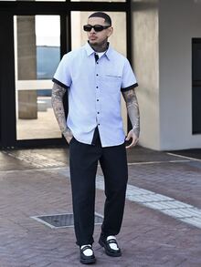 Devon Thys Men's Casual Streetwear Short Sleeve Shirt, Summer , Formal, Ceremony - Multicolor - View 3