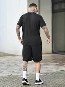 Devon Thys Men's Letter Printed Short Sleeve 2pcs/Set - Black - View 6