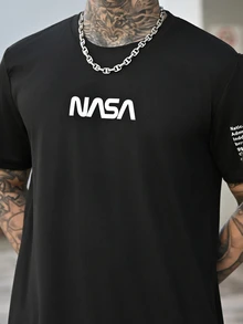 Devon Thys Men's Letter Printed Short Sleeve 2pcs/Set - Black - View 3