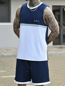 Devon Thys Men's Fashion Tank Top And Shorts Set, Suitable For Summer Gym Clothes Men Workout Sport Sports Outfit, Holiday - Multicolor - View 5