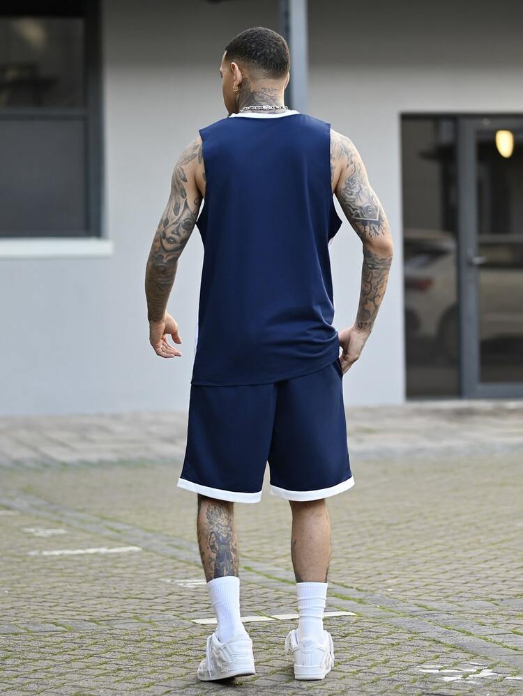Devon Thys Men's Fashion Tank Top And Shorts Set, Suitable For Summer Gym Clothes Men Workout Sport Sports Outfit, Holiday - Multicolor - View 4