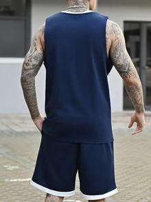 Devon Thys Men's Fashion Tank Top And Shorts Set, Suitable For Summer Gym Clothes Men Workout Sport Sports Outfit, Holiday - Multicolor - View 2