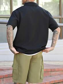 Devon Thys 男士拼色衬衫和纯色工装短裤套装，男士街头服饰套装，男士两件套，舒适装扮 - 彩色 - 查看 5