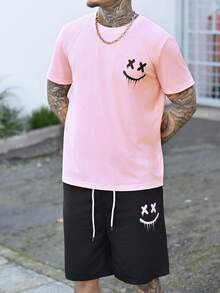 Devon Thys 2 件男士圆领短袖图案印花上衣和抽绳口袋短裤休闲套装，舒适服装 - 彩色 - 查看 6