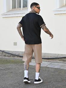 Devon Thys 宽松男士字母拼布抽绳短裤 - 卡其色 - 查看 4
