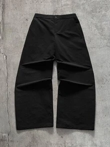 AXEPEAK Men's Solid Color Long Sleeve Zipper Front Jacket And Wide Leg Pants Casual Set - Black - View 8
