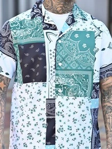 Devon Thys Two-piece Outfits Pria Tombol Depan Paisley Syal Cetak Boho - MultiWarna - View 6