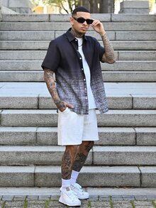 Devon Thys 男士夏季休闲渐变色短袖衬衫款式男士衬衫男士漂亮衬衫男士衬衫休闲 - 彩色 - 查看 3