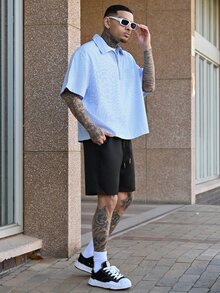 Devon Thys 男士抽繩腰短褲，度假，父親節禮物 - 黑色 - 查看 4