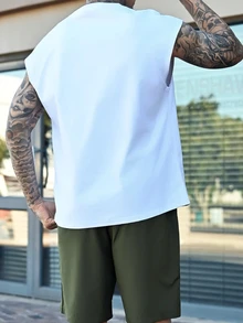 Devon Thys Men Simple Printing Vacation Style Sleeveless Tank Top And Shorts Set, Cozy Outfits, Holiday - Multicolor - View 5