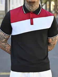 Devon Thys Men's Colorblock Fashionable Casual Short Sleeve Polo Shirt - Multicolor - View 5