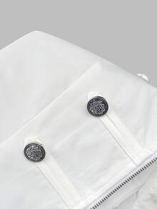 SHEIN Autumn Women's Elegant Street Chic Coats Slim Fit Short Multi Decorative Buttons Solid White Layering Outer Jackets Work Night For Daily Street Style - White - View 10
