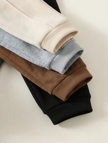 SHEIN 4pcs Baby Boy Cute Autumn/Winter Casual Versatile Solid Color Elastic Waist Pants, Joggers Multi-Pack Back-To-School - Multicolor - View 3