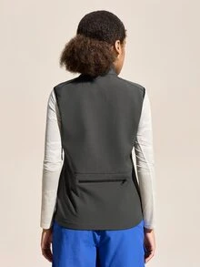 SHEIN Sports 女士纯色立领户外背心外套 - 灰色 - 查看 4