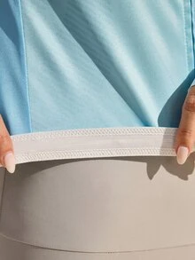 Exploreva Exploreva Women's Casual Versatile Zipper Placket Short Sleeve Cycling Top Bike Ride Outfit - Pastel - View 5