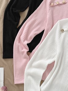 SHEIN Unity 女款秋冬純色三件式針織套裝，多色可選，百搭上衣，適合疊穿、單穿，可搭配牛仔褲與裙子 - 彩色 - 查看 7