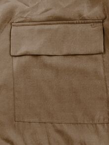 Linhara Plus Size Vintage Pocket Long Sleeve Zip-Up Hoodie Jacket Hiking Autumn - Brown - View 5