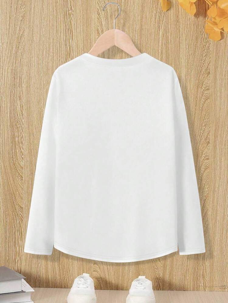 Breezaya Kaos Lengan Panjang Leher V Putih Ukuran Besar, Terbuat dari Bahan yang Nyaman dan Serbaguna untuk Pakaian Wanita Musim Gugur - Putih - View 2