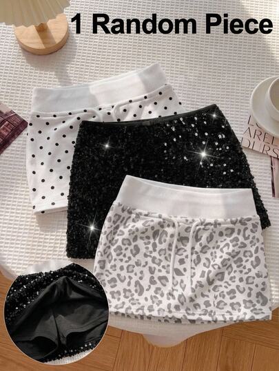 SHEIN Falda de moda para niñas y preadolescentes con pantalones cortos integrados, elegante, otoño/invierno