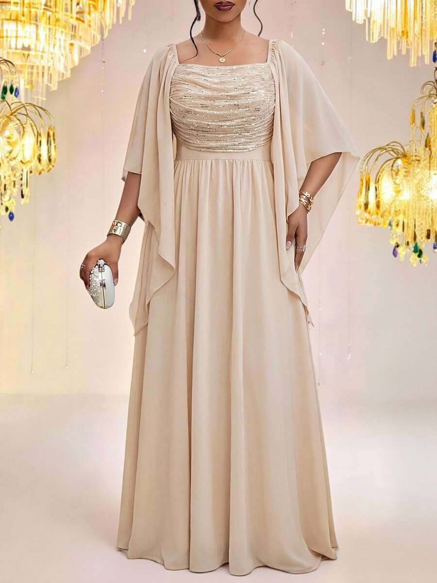 Fleurora Women's Plus Size Spaghetti Strap Backless Dress - Apricot - View 1