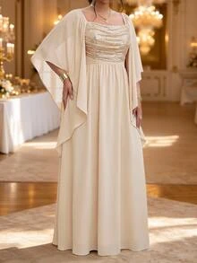 Fleurora Women's Plus Size Spaghetti Strap Backless Dress - Apricot - View 6