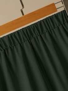 Lacomfia 女款圖案印花上衣與純色寬腿褲休閒日常極簡大尺碼兩件套 - 綠色 - 查看 4