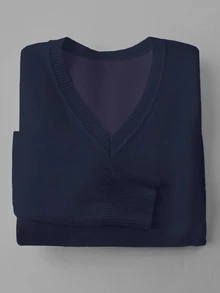 Franclia 女士休闲纯色保暖内衬 V 领长袖毛衣，秋冬季女装女士长袖 V 领上衣保暖长袖上衣女士冬季上衣长袖羊毛上衣女士 V 领上衣 - 藏蓝色 - 查看 6