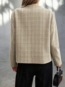 Struktiv Plaid Double Breasted Overcoat - Khaki - View 2