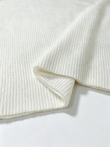 SHEIN Fashionable Off-Shoulder Long Sleeve Women's Knitted Sweater Dress - White - View 11