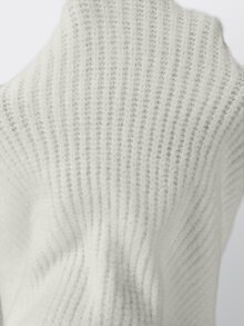 SHEIN Fashionable Off-Shoulder Long Sleeve Women's Knitted Sweater Dress - White - View 12