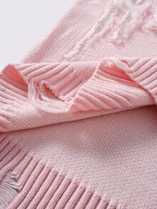 Manfinity Hypemode Men's Autumn/Winter Casual Goth Distressed New York Graphic Dropped Shoulder Long Sleeve Sweater English Letter Pattern Knitted Pullover - Pink - View 6