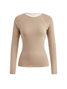 In My Nature Women's Colorblock Slim Fit Versatile Casual Outdoor T-Shirt - Khaki - View 6
