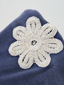 Bohemela 女款時尚貼花刺繡長袖運動衫，學院風 - 藍色 - 查看 8