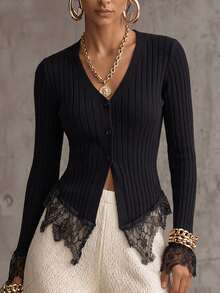 Glamine Women's Solid Color Casual Versatile Daily Cardigan - Black - View 8