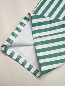 SHEIN طقم ملابس رياضية كاجوال للبنات الصغيرات، سويت شيرت فضفاض بطبعة زهور وياقة دائرية وبنطلون رياضي مخطط بساق واسعة - أخضر - مشاهدة 15