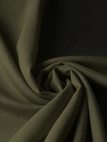 SHEIN LUNE 大码女式夏季休闲度假日常通勤撞色滚边侧扣短袖宽松衬衫 - 軍綠色 - 查看 3