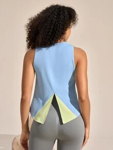 Exploreva Exploreva Women's Outdoor Sports Casual Colorblock Patchwork Vest - Blue - View 4