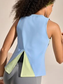 Exploreva Exploreva Women's Outdoor Sports Casual Colorblock Patchwork Vest - Blue - View 2