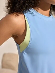 Exploreva Exploreva Women's Outdoor Sports Casual Colorblock Patchwork Vest - Blue - View 3