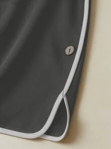SHEIN LUNE 大码女式休闲简约短袖衬衫，百搭日常穿着 - 深灰色 - 查看 4