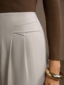 MOTF PREMIUM FOLD PLEATED STRAIGHT LEG SUIT PANTS - Grey - View 4