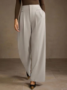 MOTF PREMIUM FOLD PLEATED STRAIGHT LEG SUIT PANTS - Grey - View 5