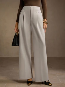 MOTF PREMIUM FOLD PLEATED STRAIGHT LEG SUIT PANTS - Grey - View 6