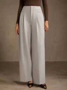 MOTF PREMIUM FOLD PLEATED STRAIGHT LEG SUIT PANTS - Grey - View 2